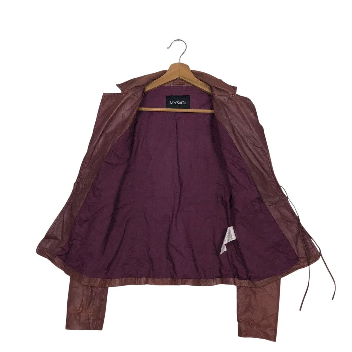 Japanese Brand 🔥VINTAGE CROPPED BIKER LEATHER JACKET MAX & CO Size S / US 4 / IT 40 - 15 Thumbnail
