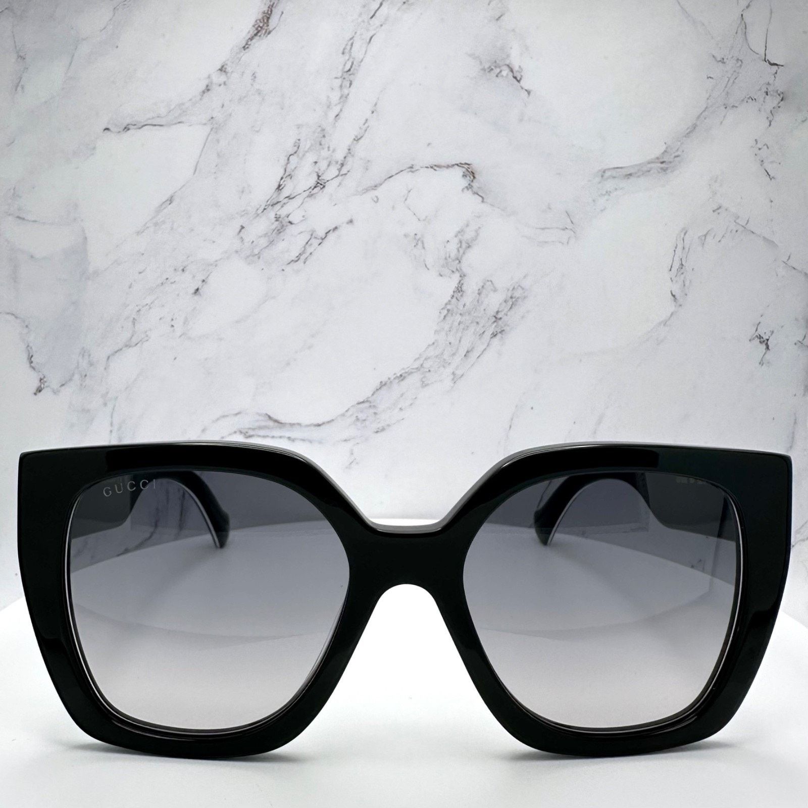 Gucci New GUCCI Sunglasses Black Square Gold Metal GG Web Arms Size ONE SIZE - 2 Thumbnail