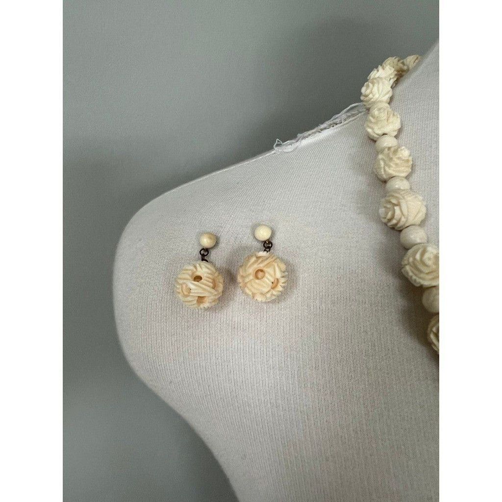Vintage 4pc Vtg Celluloid Necklace + Earrings +Brooch Jewelry Bundle Size ONE SIZE - 2 Thumbnail