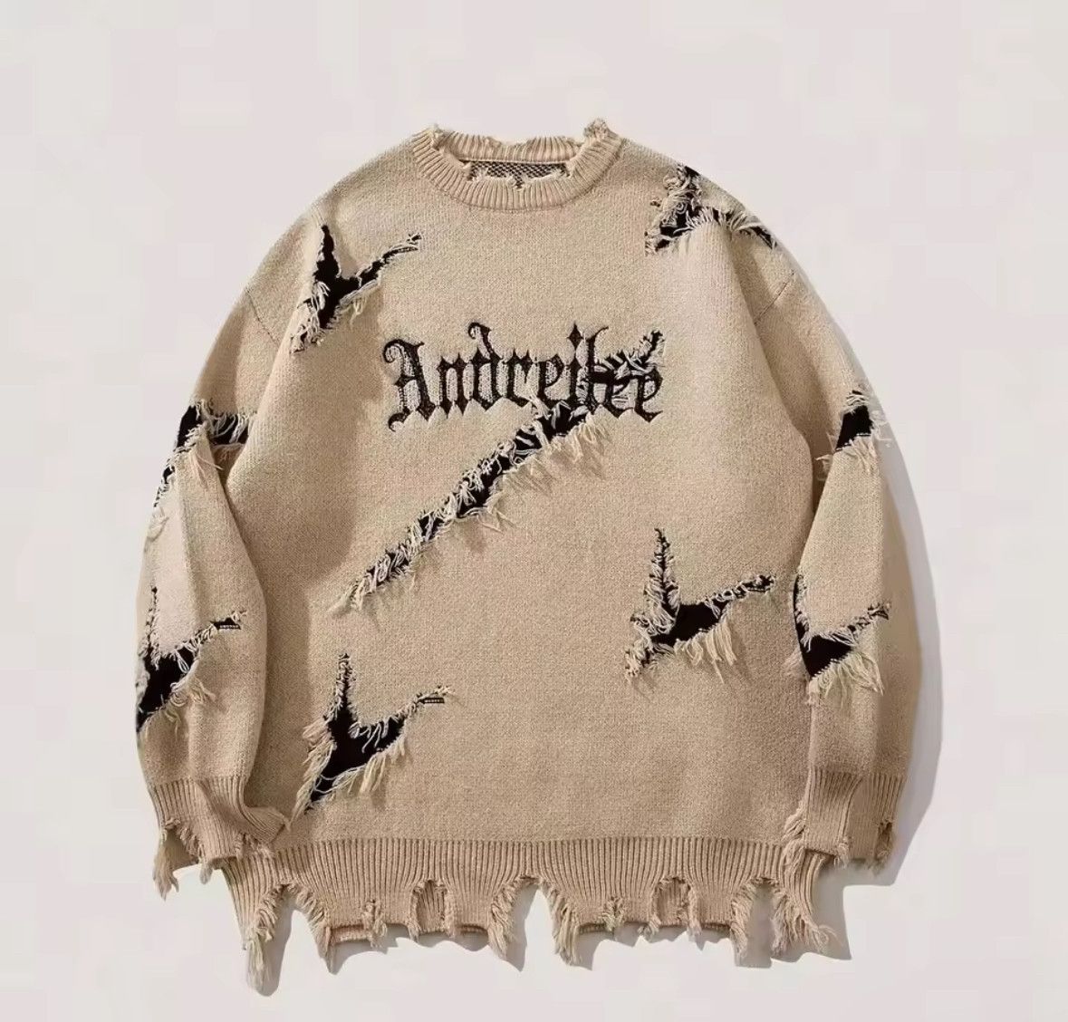 Vintage Streetwear Vintage American Dark Distressed Sweater Jacquard Size US XL / EU 56 / 4 - 3 Thumbnail