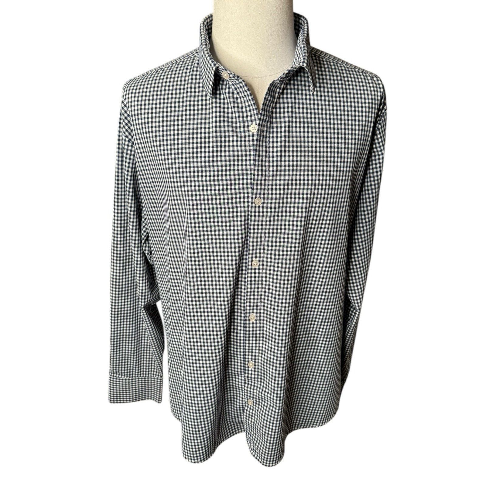 Mizzen+Main Mizzen + Main Leeward Navy Blue Gingham Button Down Shirt Size US XL / EU 56 / 4 - 1 Thumbnail