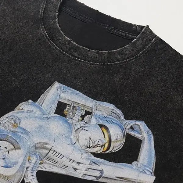 VIBE Goth Robot Vintage Design Graphic T-Shirt Size US L / EU 52-54 / 3 - 3 Thumbnail
