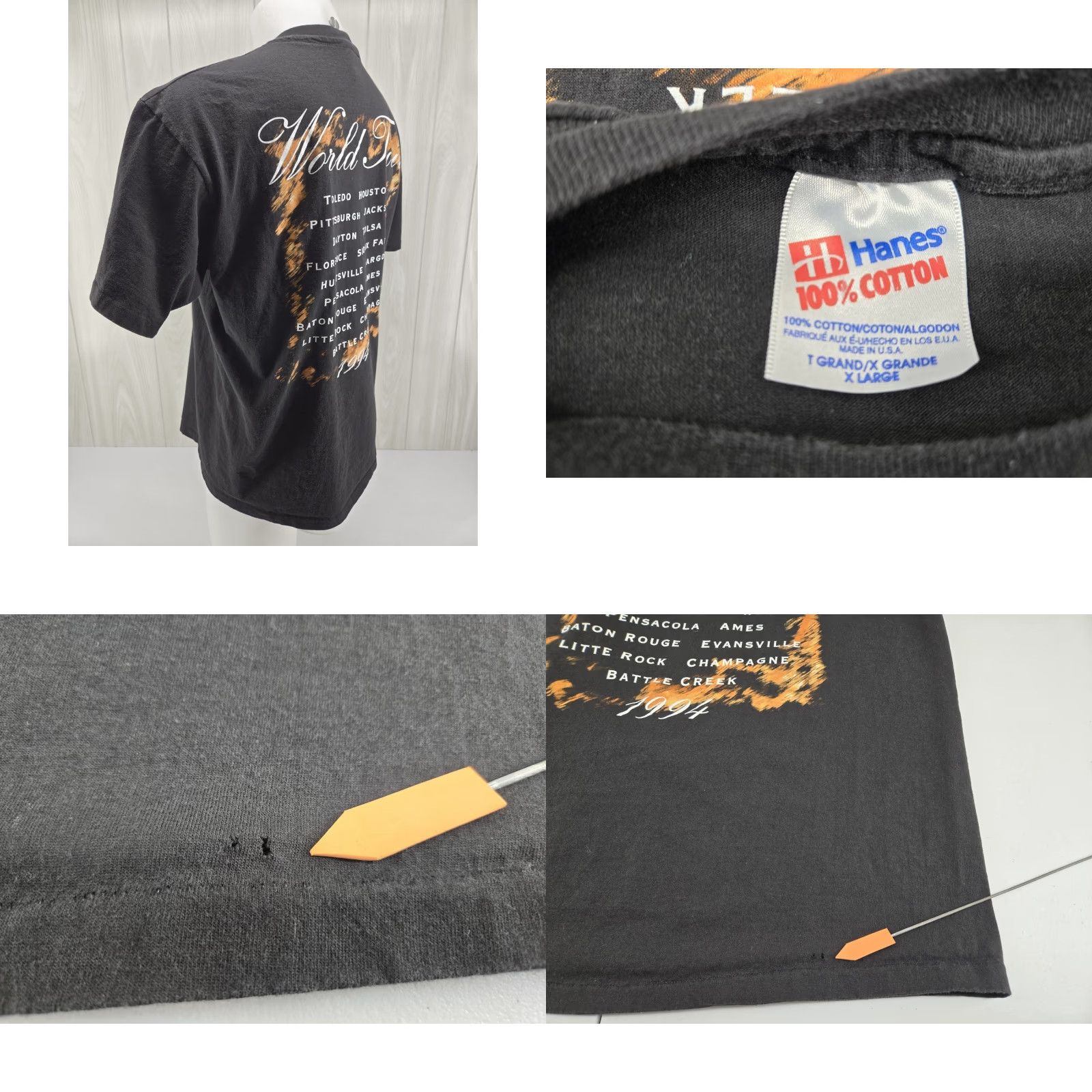 Hanes VINTAGE Hanes T-Shirt Michael Bolton 1994 World Tour 90s Shirt XL Black Short Sleeve Mens Size US XL / EU 56 / 4 - 9 Thumbnail