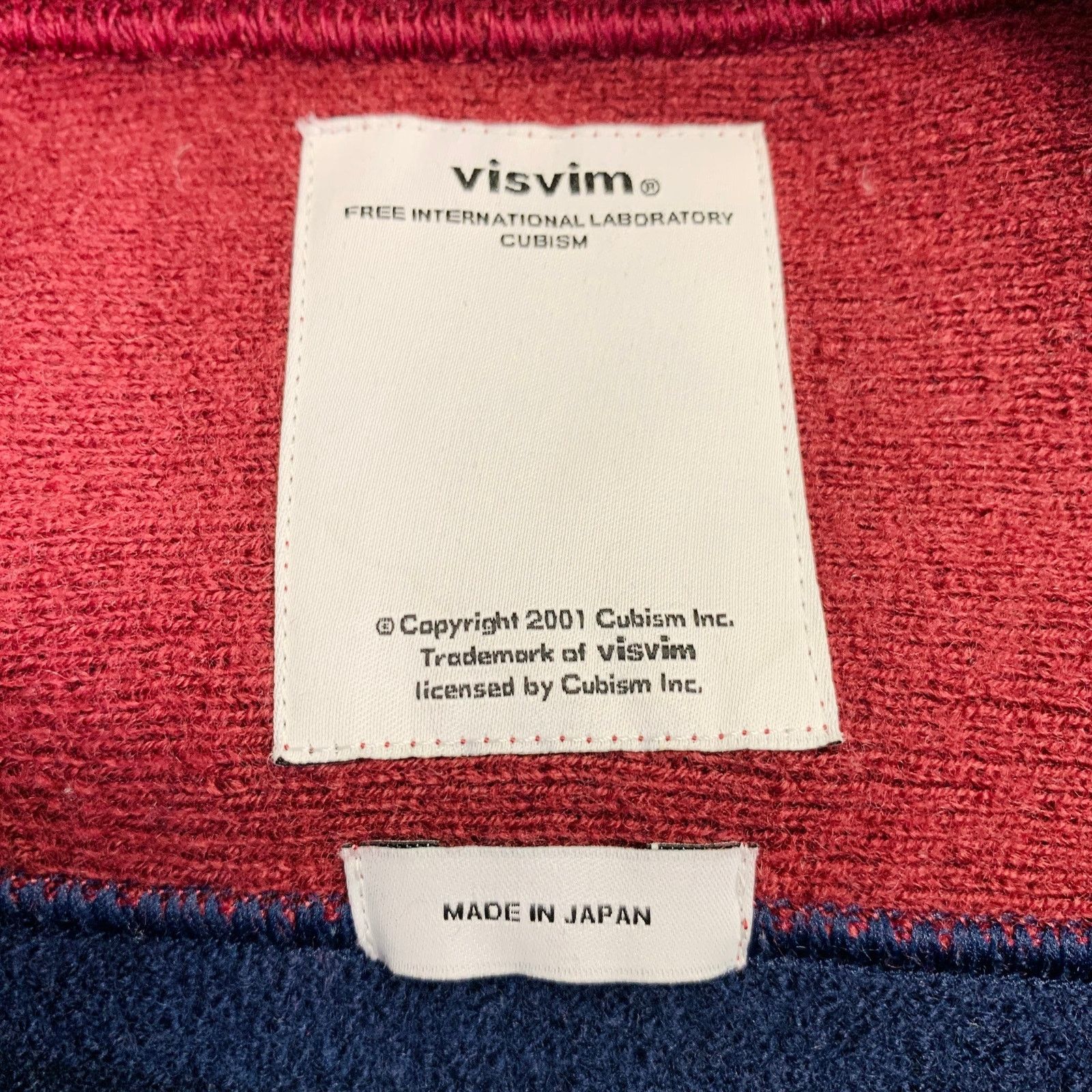 Visvim VISVIM L Navy Burgundy Color Block Wool Crew Neck Sweater Size US L / EU 52-54 / 3 - 8 Thumbnail