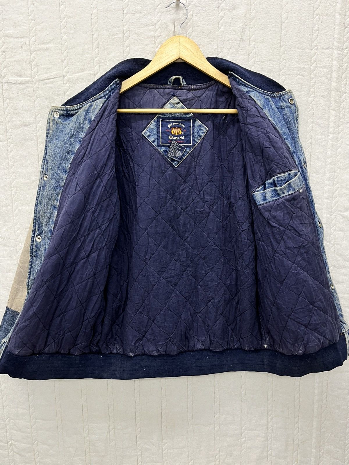 Route 66 × Vintage STEALS🔥VTG 90s ROUTE 66 QUILTED LINE DENIM BOMB JACKET Size US M / EU 48-50 / 2 - 4 Thumbnail
