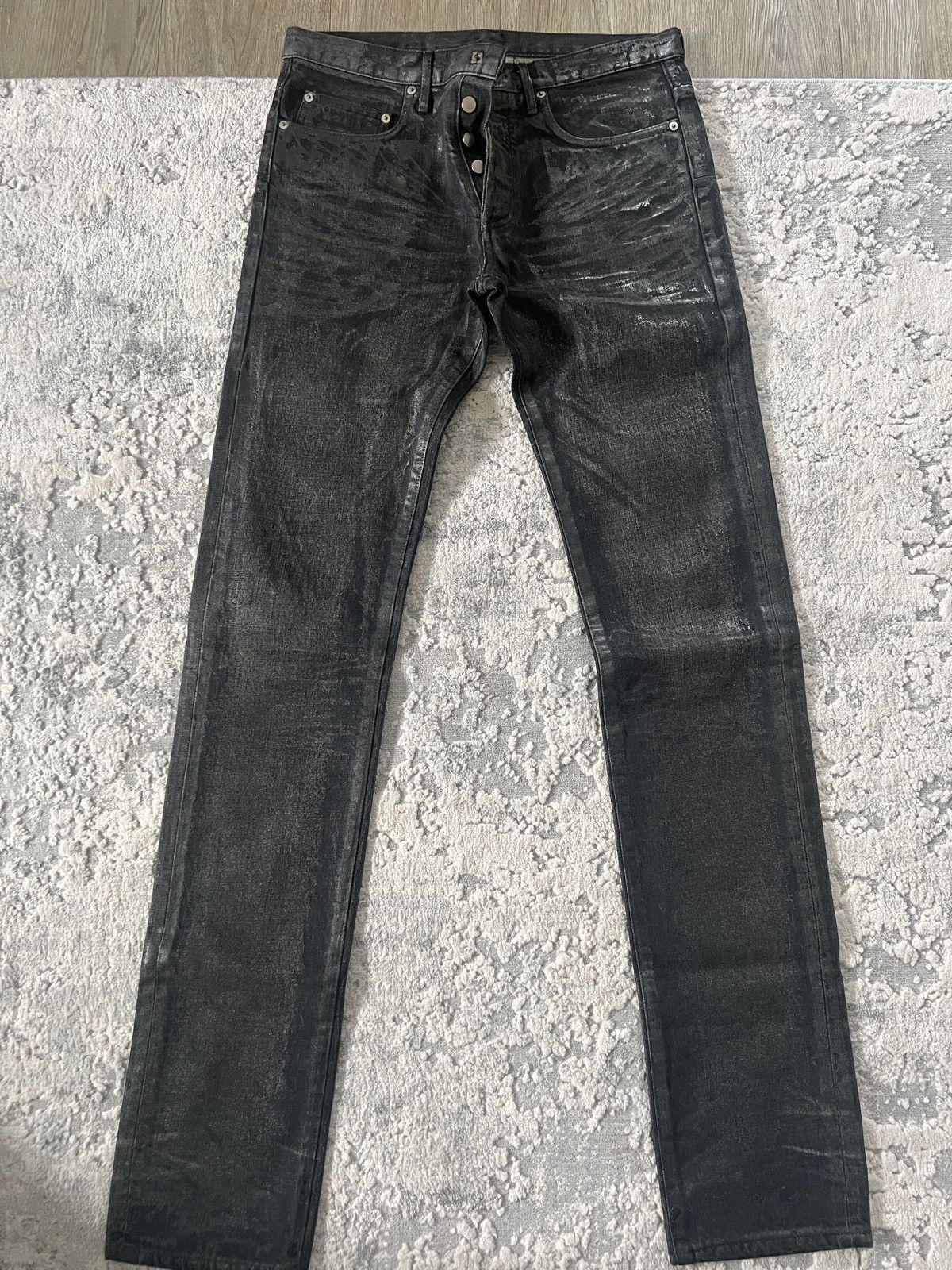 image of Dior Homme X Hedi Slimane Aw07 Waxed Denim in Black, Men's (Size 30)