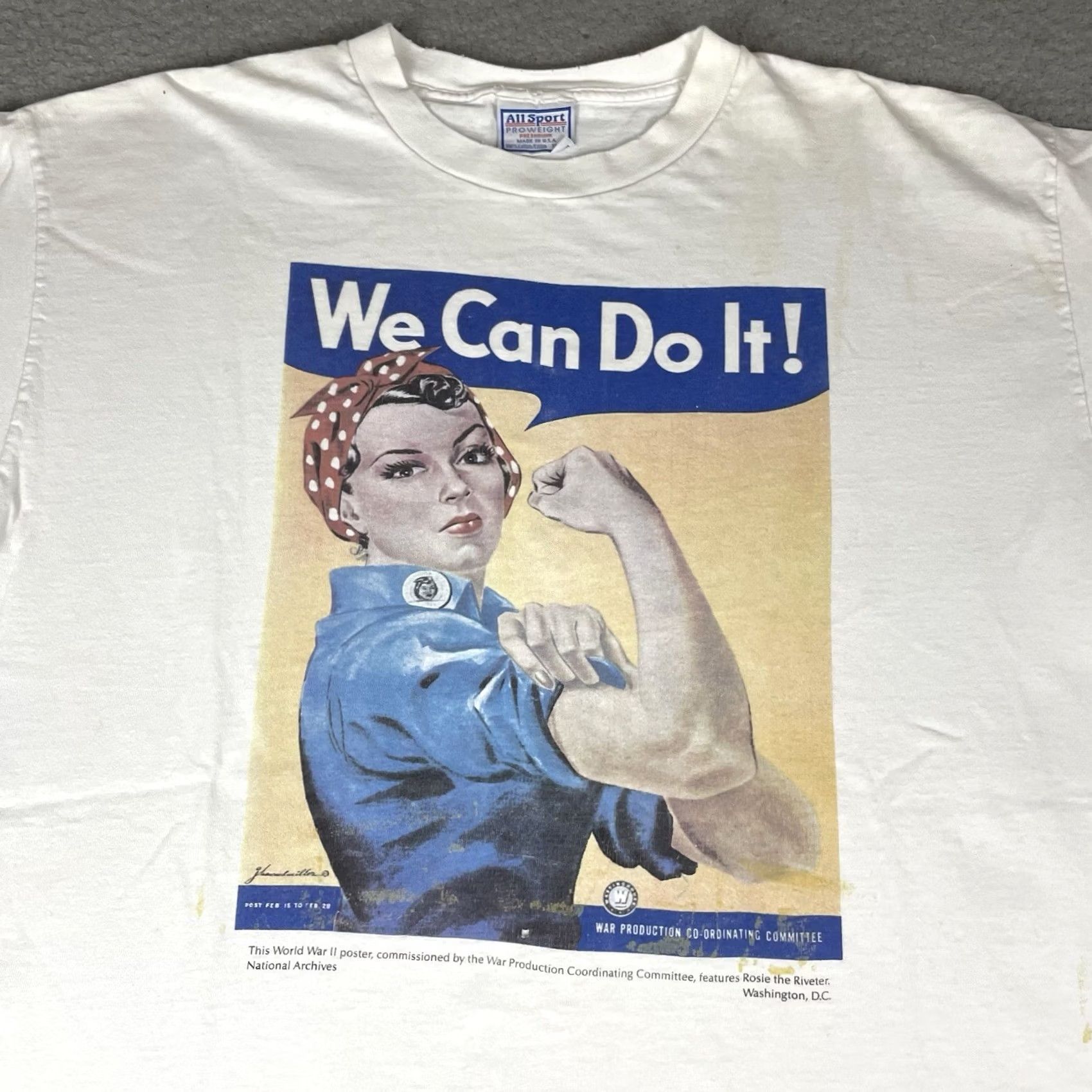 Vintage VINTAGE Rosie The Riveter Shirt Adult XL White 90s We Can Do It World War 2 Vtg Size US XL / EU 56 / 4 - 2 Thumbnail