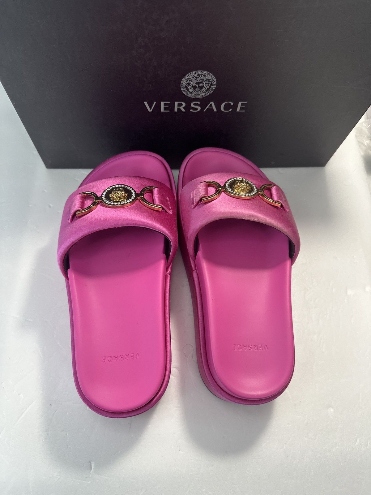 Versace Versace - Medusa Biggie satin platform sandals Size US 6 / IT 36 - 13 Thumbnail