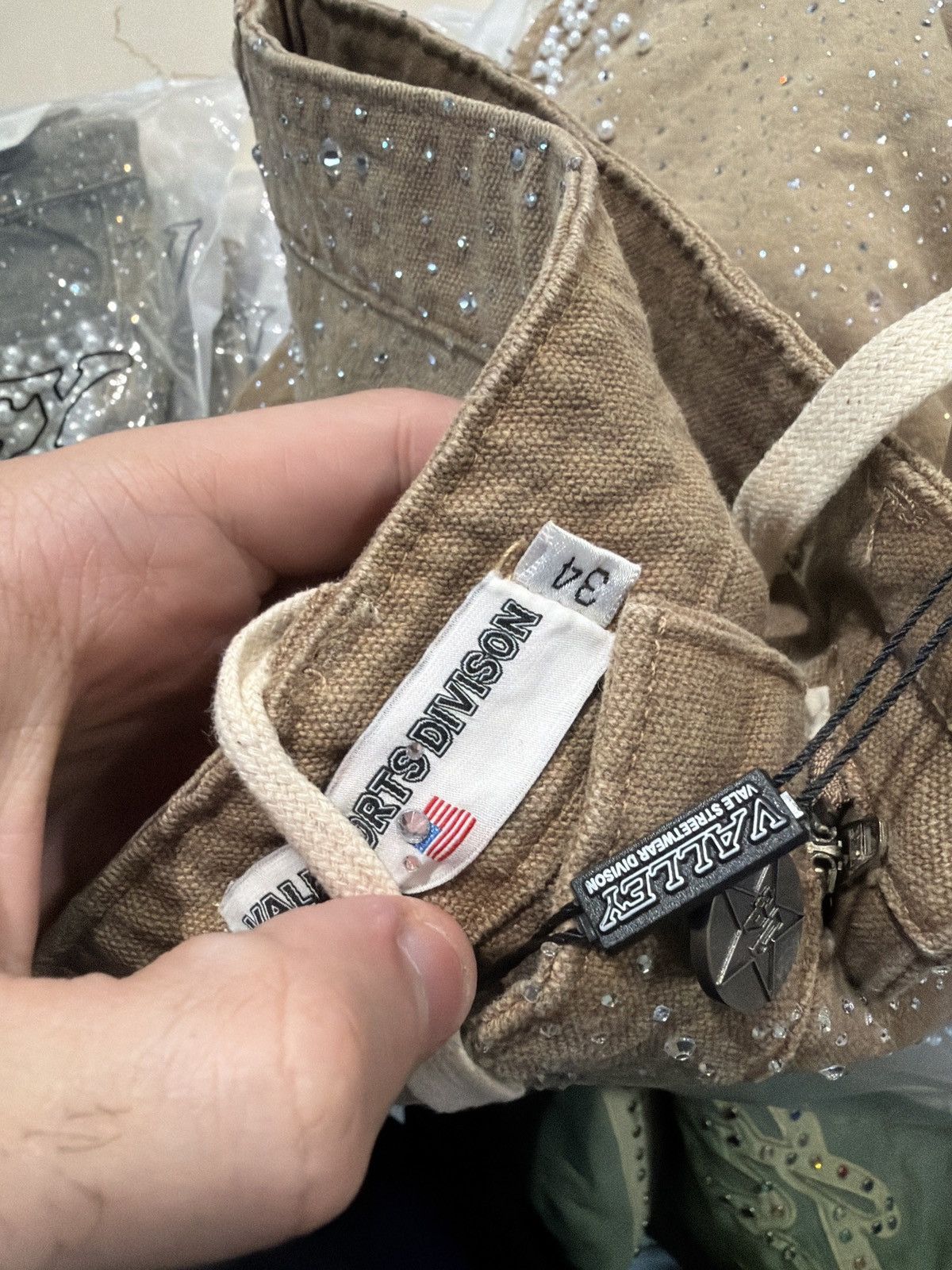 Vale Vale Forever Sand Storm Rhinestone Jorts – Tan 34 New Size US 34 / EU 50 - 9 Thumbnail
