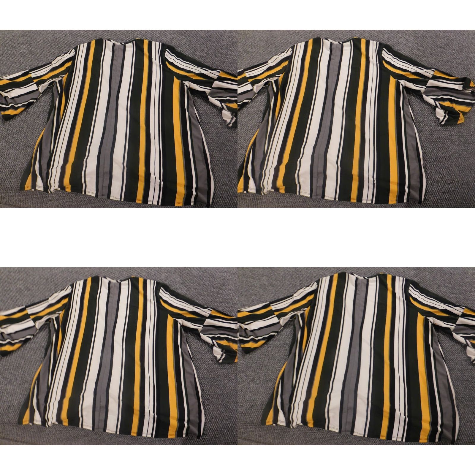 Vintage Caren Sport Blouse Women 3XL Striped Yellow Black Pullover Round Neck Long Sleeve Casual Stretch Ru胥fle Polyester Rayon Regular Womens Size XXL / US 16-18 / IT 52-54 - 8 Thumbnail