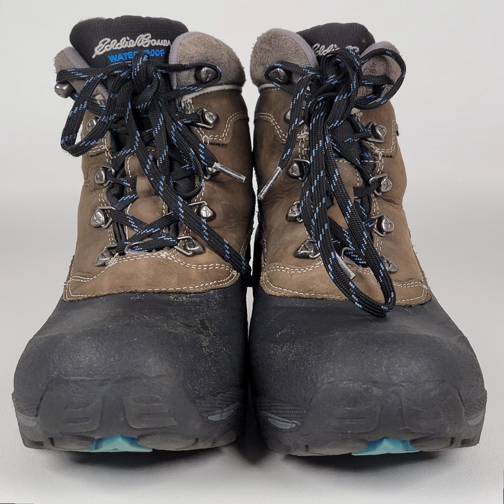 Eddie Bauer Eddie Bauer Mens Snow Boots Winter Waterproof Insulated 200g Thermafill Two Tone Brown Leather Rubber Snowfoil Boots Mens 10 Shoes Size US 10 / EU 43 - 2 Thumbnail