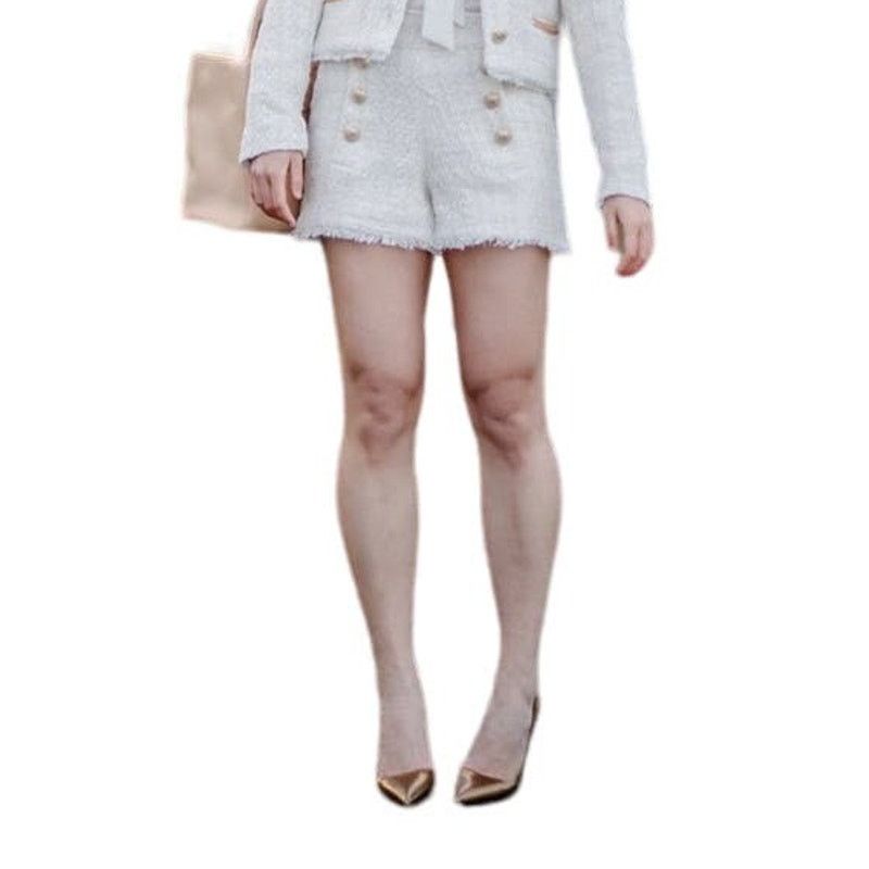 Generation Love Generation Love Women's Medium Ivory Lizzy Tweed Shorts Size 30" / US 8 / IT 44 - 1 Thumbnail