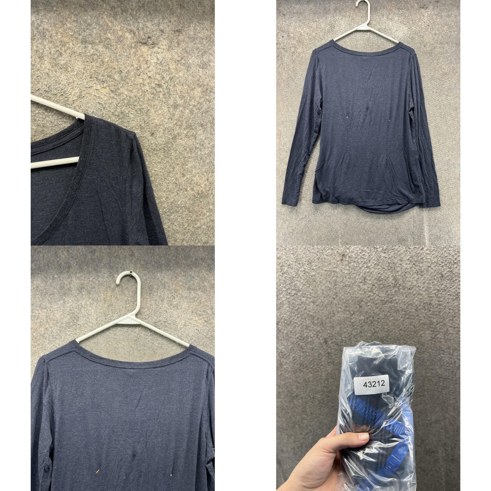 Vintage Kit And Ace Shirt Womens 10 Gray Scoop Neck Long Sleeve Jersey Top Draped Hem Size L / US 10 / IT 46 - 8 Thumbnail