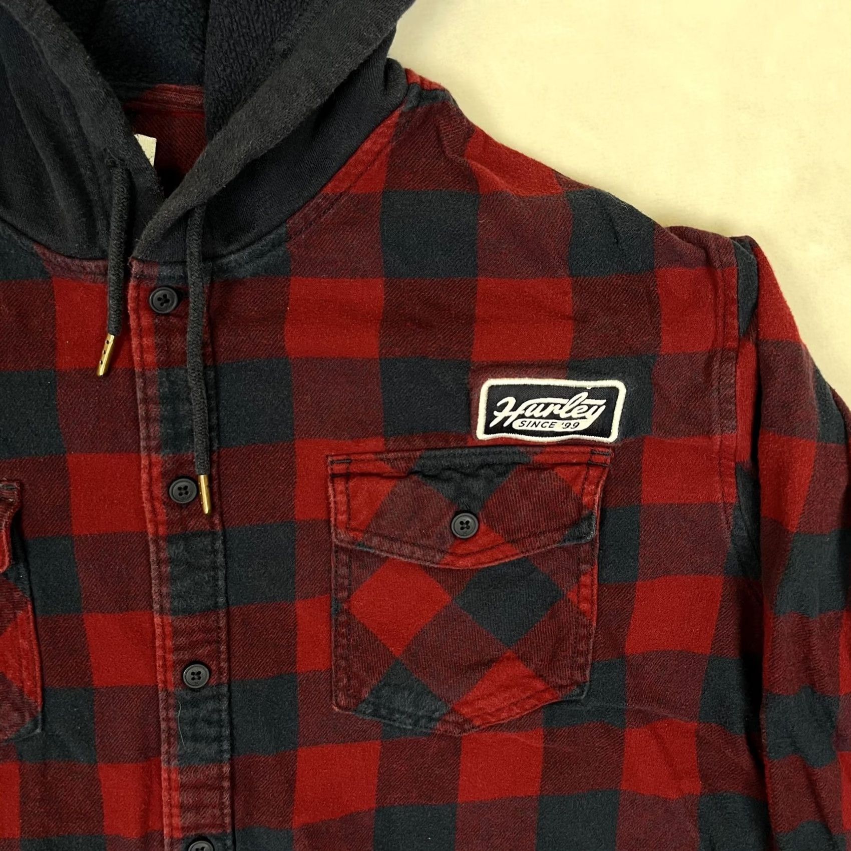 Hurley Hurley Shirt Mens 2XL Red Navy Plaid Hooded Flannel Long Sleeve Button Up Casual Size US XXL / EU 58 / 5 - 2 Thumbnail