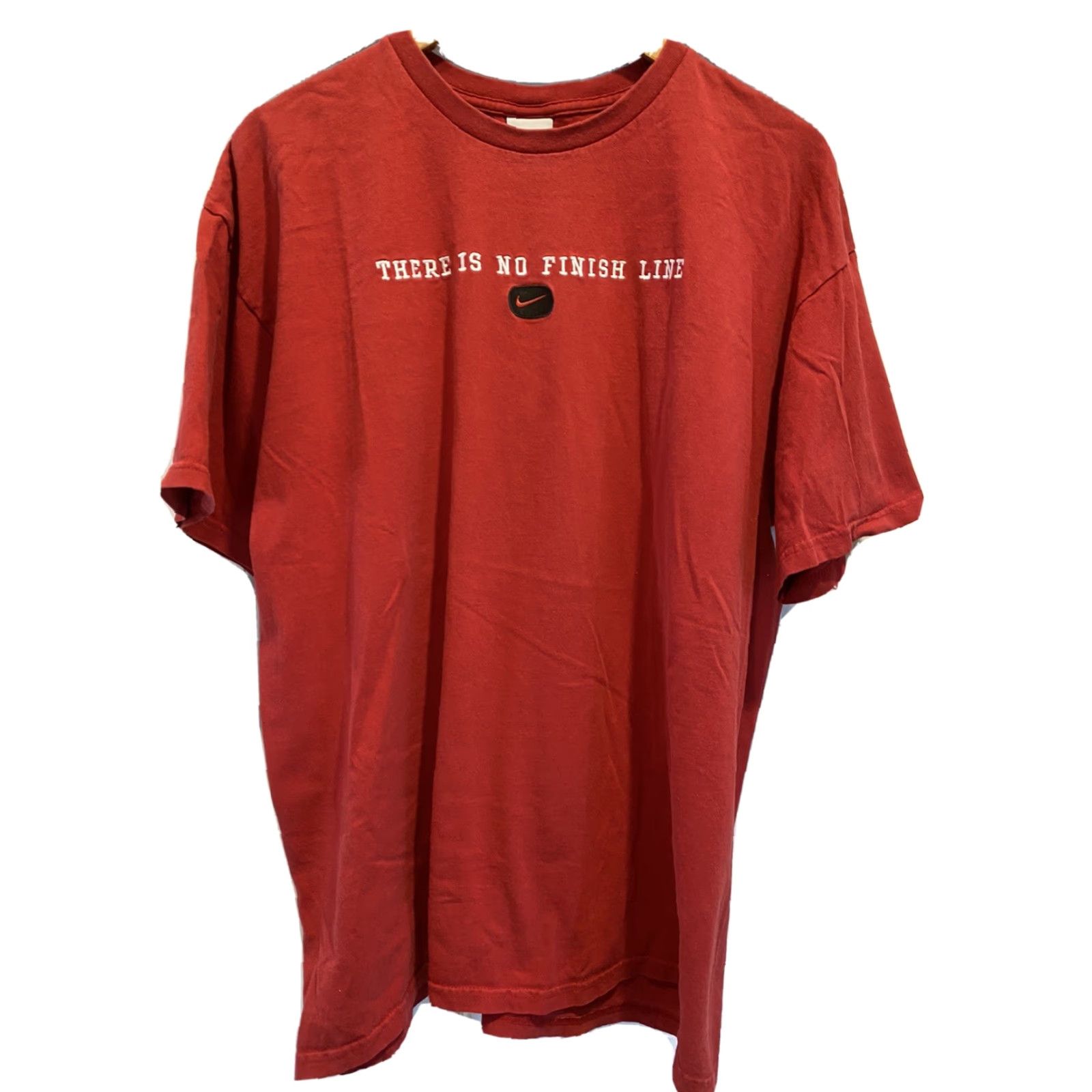 Nike VINTAGE Nike Gray Tag Red Short Sleeve Shirt Mens XL Regular Crew Neck Cotton Shirt No Finish Line 90s Training Running Workout Size US XL / EU 56 / 4 - 2 Thumbnail