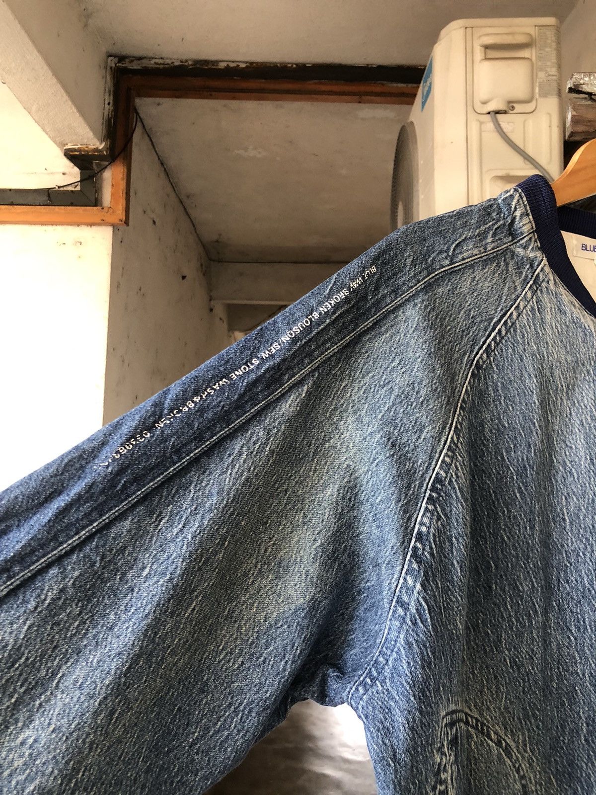Blue Blue Japan Nice🔥 Vintage Blue Way Indigo Denim Faded Bomber Jacket Size US M / EU 48-50 / 2 - 11 Thumbnail