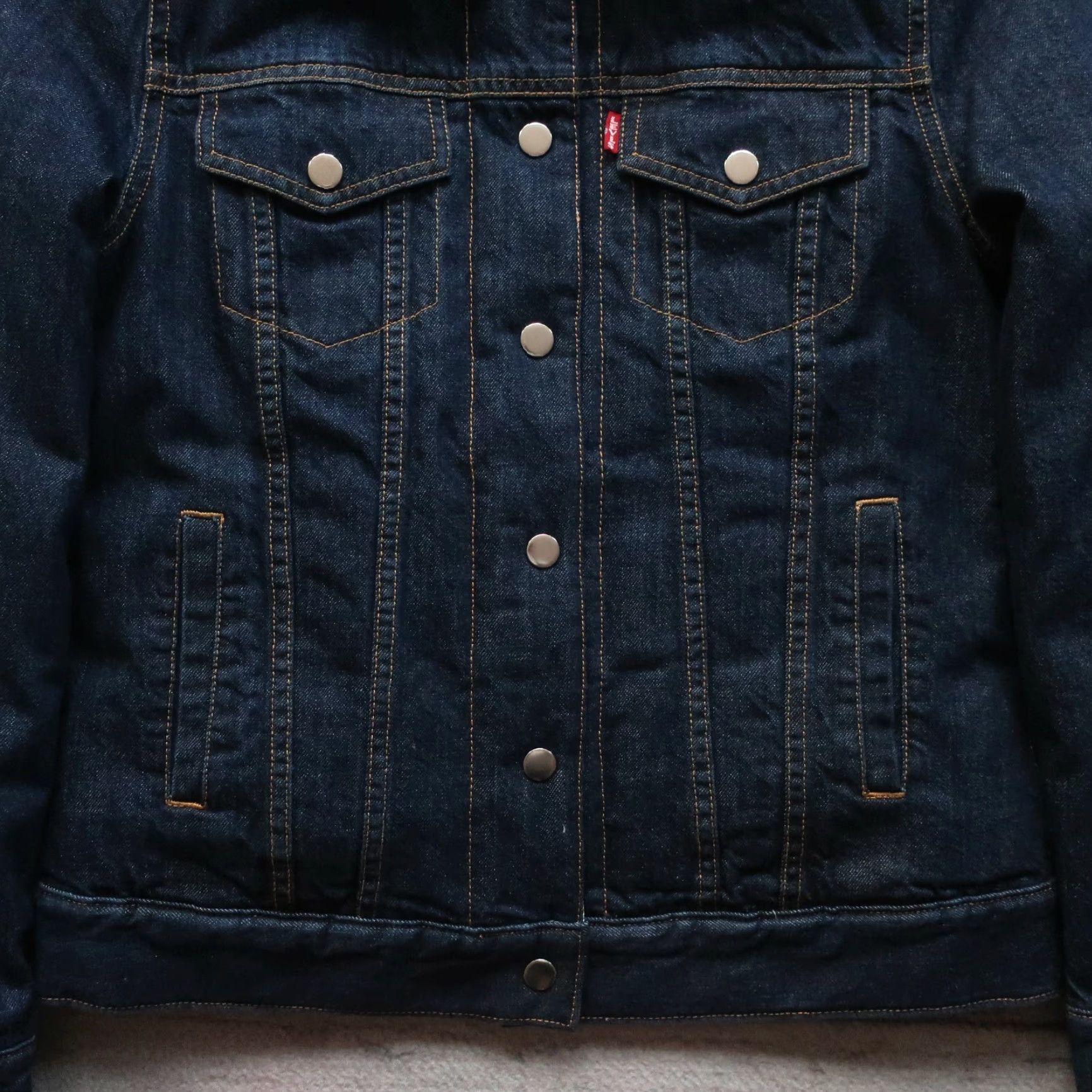 Levi's Levi's Reversible Denim Quilted Down Trucker Jacket Womens Small Silver Shirt VINTAGE (adjusted) Size S / US 4 / IT 40 - 6 Thumbnail
