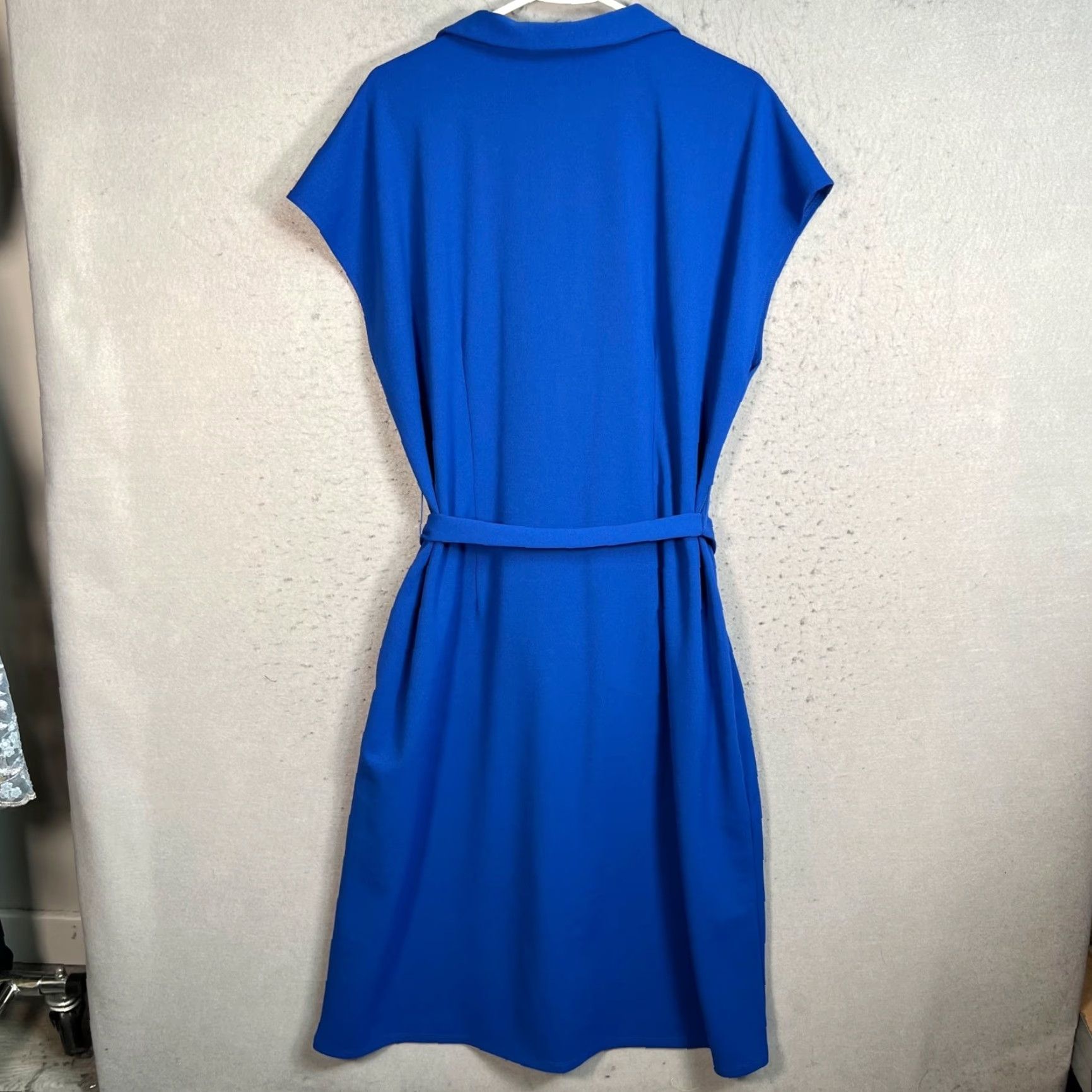 MAGGY LONDON Maggy London Womens Size 18 Belted Blue Midi Shirt Dress Size XXL / US 16-18 / IT 52-54 - 2 Thumbnail