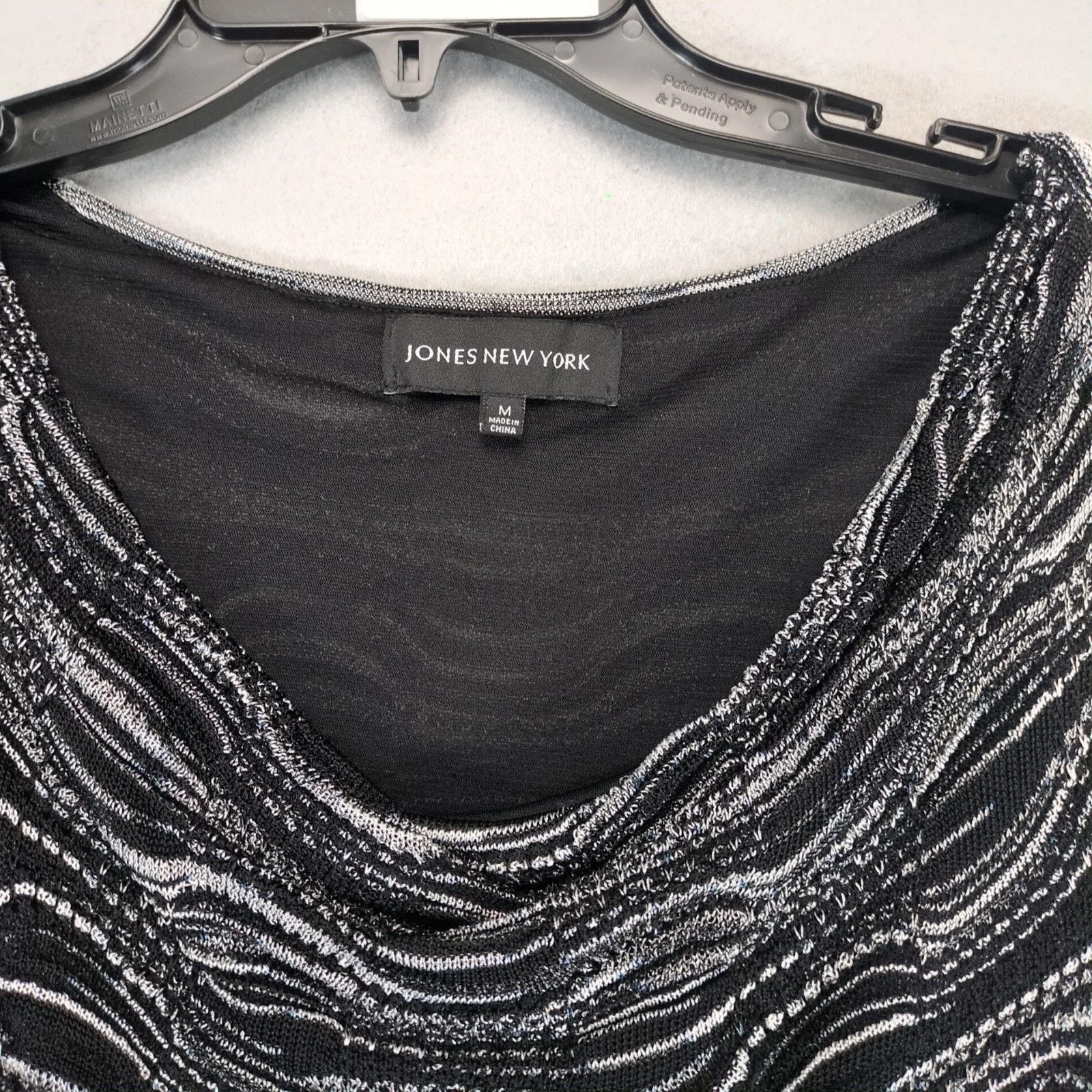 Jones New York Jones New York Black White Silver Wavy Knit Cocktail Dress M Size M / US 6-8 / IT 42-44 - 3 Thumbnail