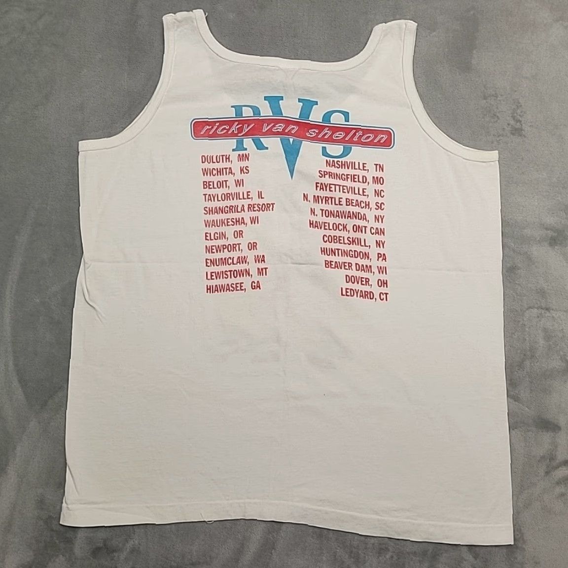 Vintage Ricky Van Shelton Shirt Women L 90s Country Music Single Stitch Made in USA Tank Women L White Cotton Sleeveless Tank Vintage Shirt Mens Girls? Size L / US 10 / IT 46 - 4 Thumbnail
