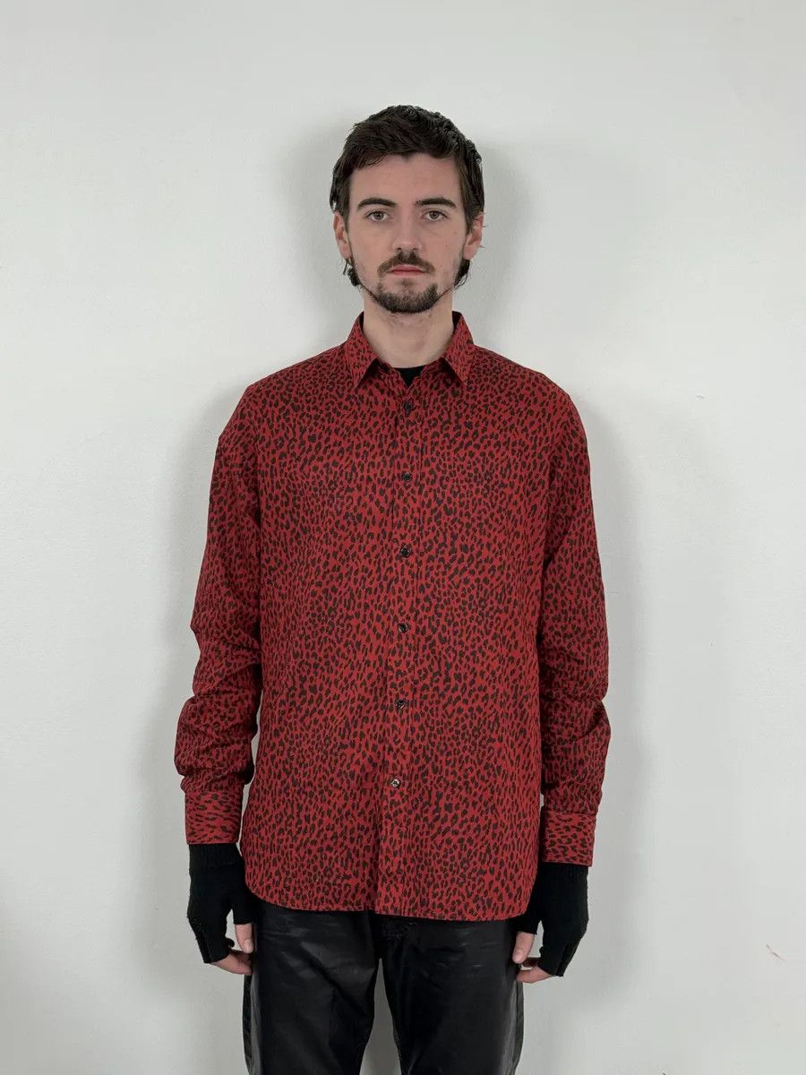 Saint Laurent Paris SS2014 Saint Laurent Red & Black Leopard Shirt Size US M / EU 48-50 / 2 - 3 Thumbnail
