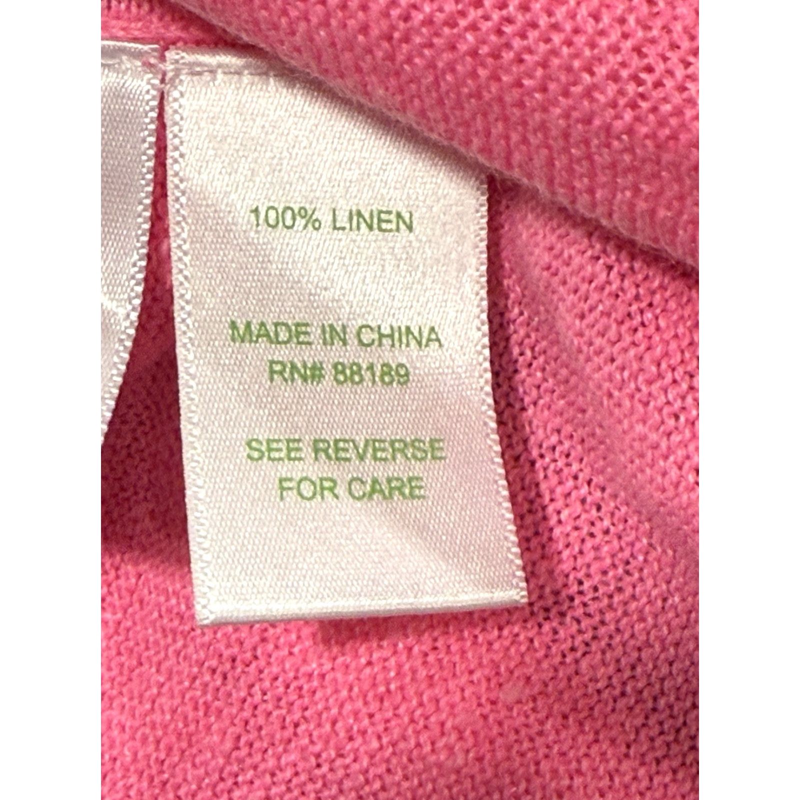 Lilly Pulitzer VINTAGE Lilly Pulitzer Women's Sweater Pullover Oversized Linen S/M Pink Kir Royal 100% Linen Size S / US 4 / IT 40 - 7 Thumbnail