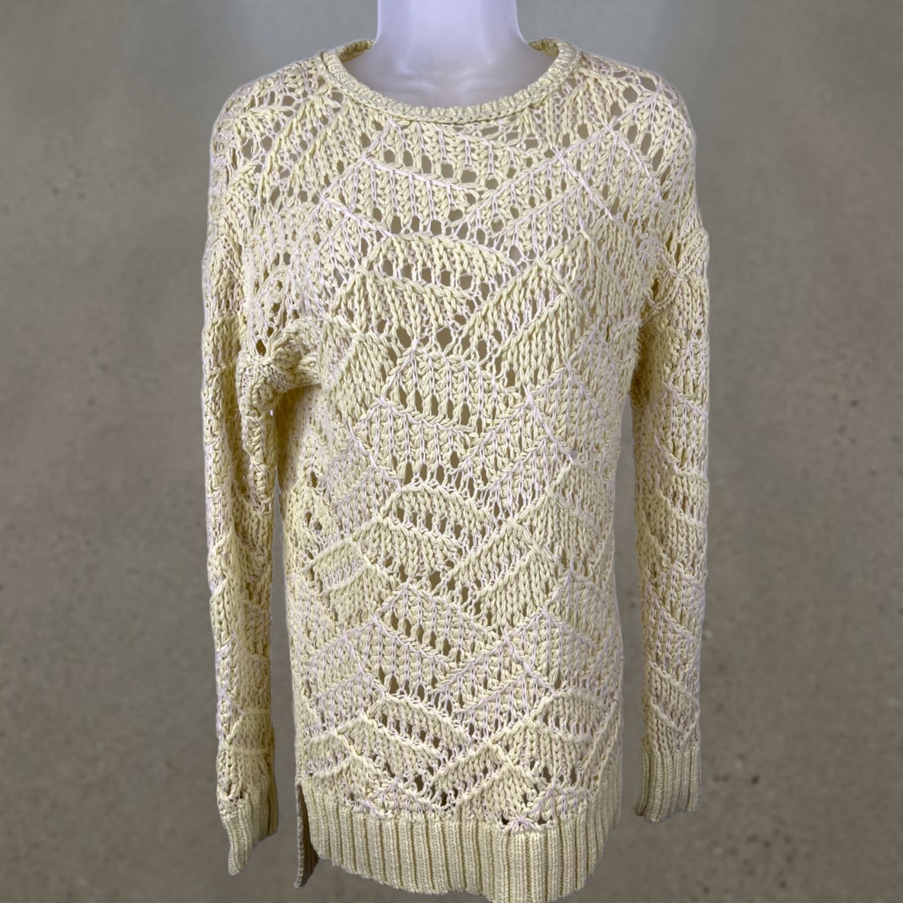 Vintage Universal Thread Sweater Womens Small Yellow Cotton Blend Open Knit Pullover Size S / US 4 / IT 40 - 1 Thumbnail