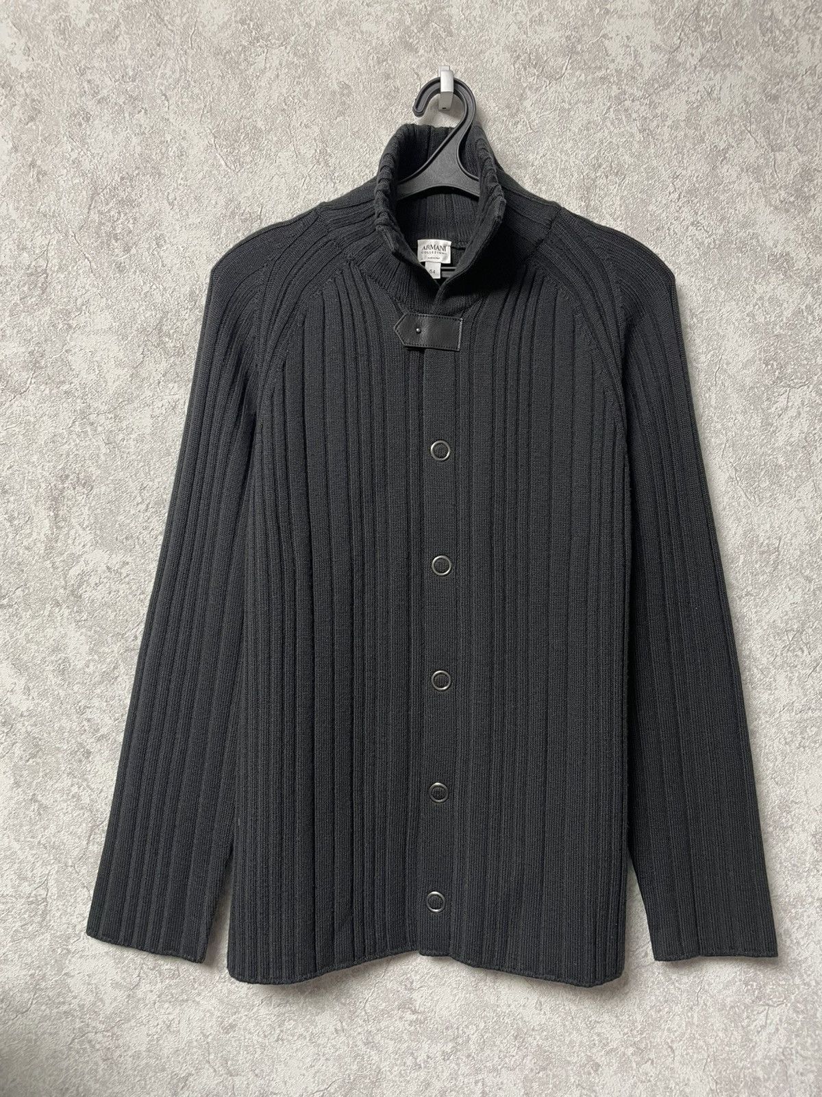 Armani Collezioni Vintage Armani Collezioni Black Wool Ribbed Sweater Luxury Size US L / EU 52-54 / 3 - 1 Thumbnail