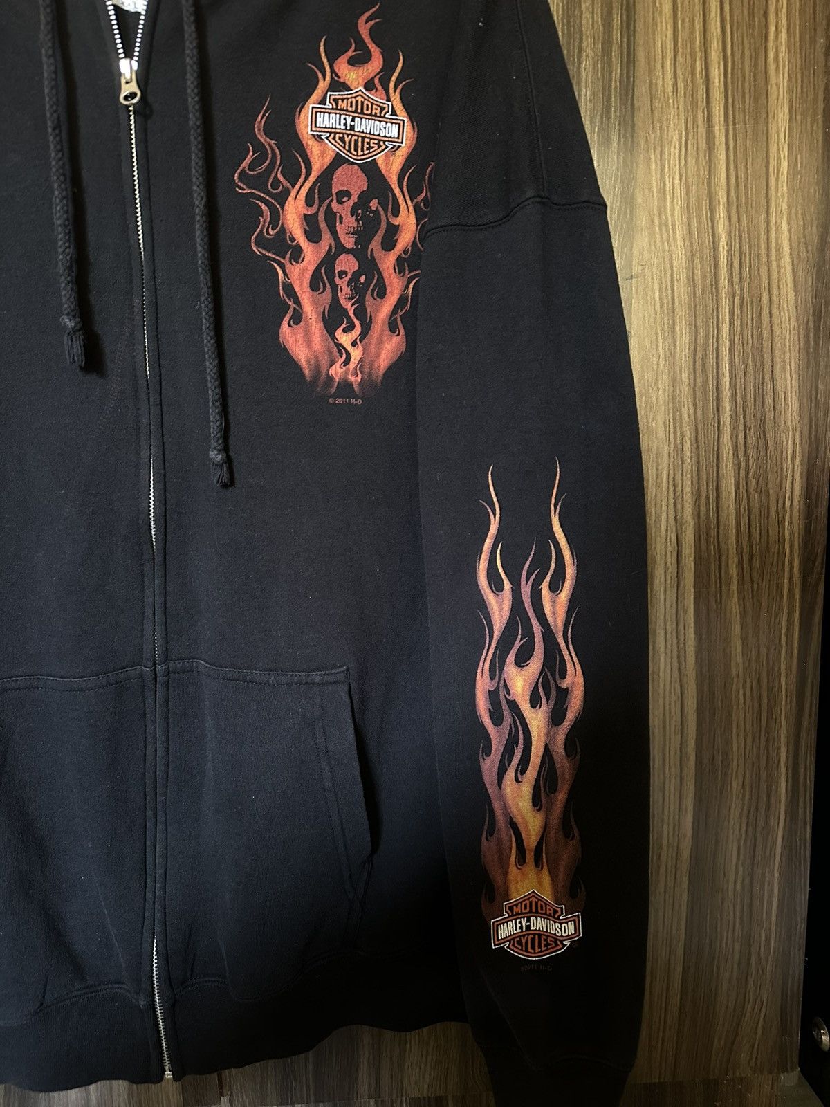 Harley Davidson Rare HARLEY-DAVIDSON FLAME ZIP HOODIE Size US XL / EU 56 / 4 - 2 Thumbnail