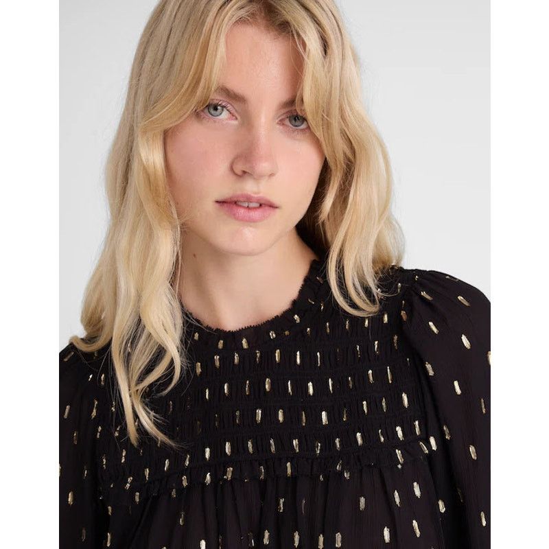 Madewell NWOT Madwell Smocked High-Neck Long-Sleeve Top in Clip Dot Size M / US 6-8 / IT 42-44 - 2 Thumbnail