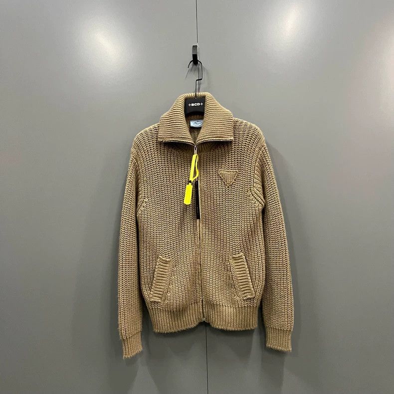 Prada PRADA Brown Knitted Jacket with Triangle Logo- DMC Size US M / EU 48-50 / 2 - 1 Thumbnail