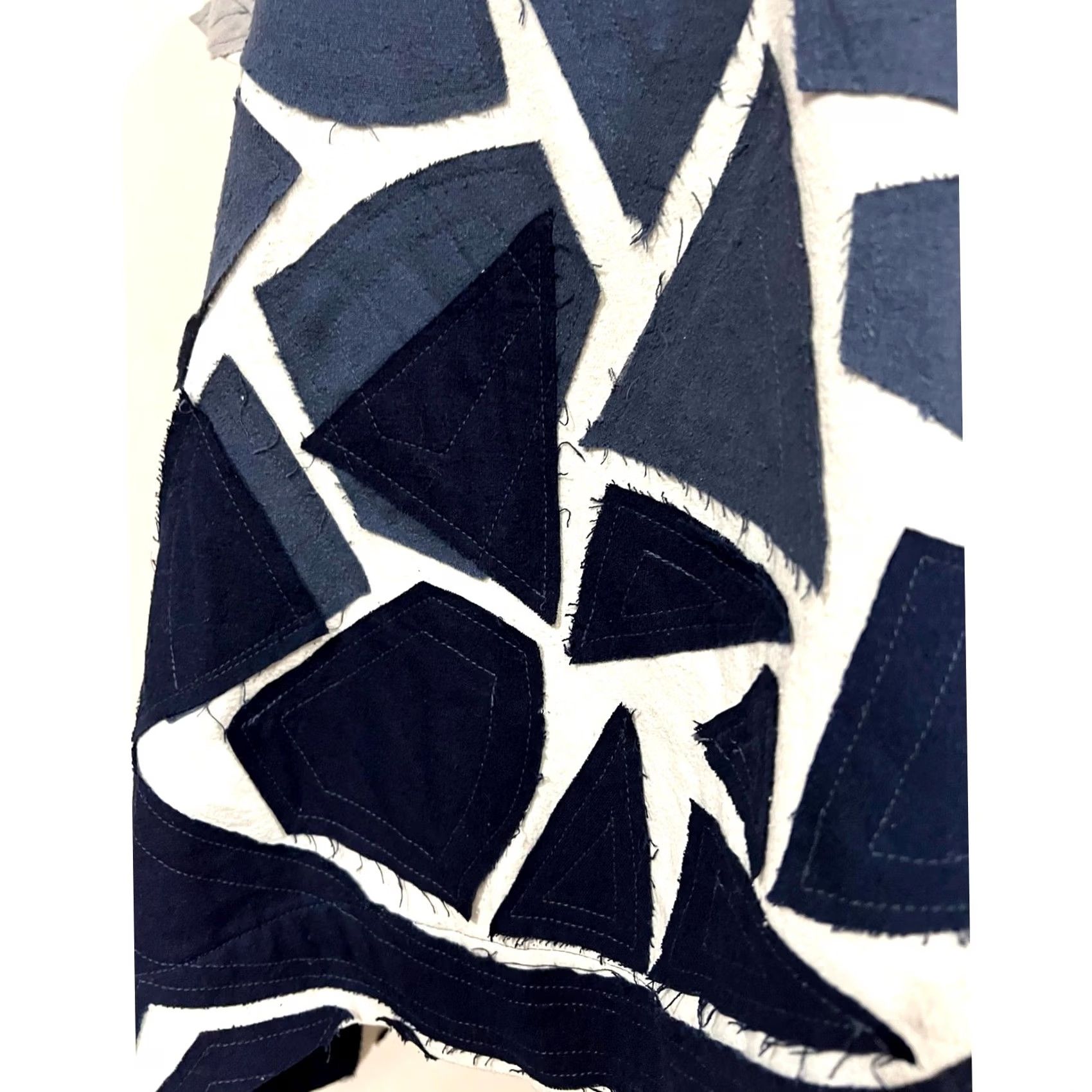 Vintage Jamie + The Jones Top Blouse Women S Silk Patchwork Gray Blue Geometric Short Sleeve Size S / US 4 / IT 40 - 7 Thumbnail