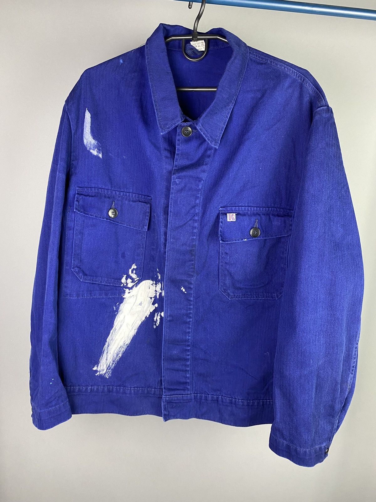Le Laboureur × Vintage Vintage Workwear Blue Chore Jacket with Paint Marks Size US XL / EU 56 / 4 - 2 Thumbnail