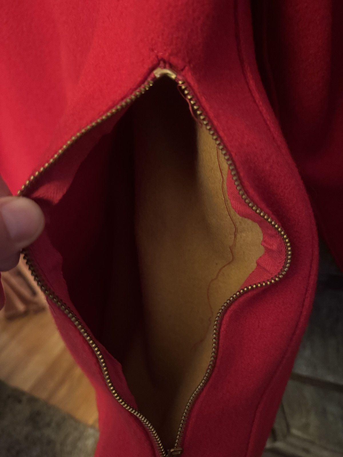 Other Vintage 60/70s Melton Red Wool Jacket with Gloves Size US L / EU 52-54 / 3 - 7 Thumbnail