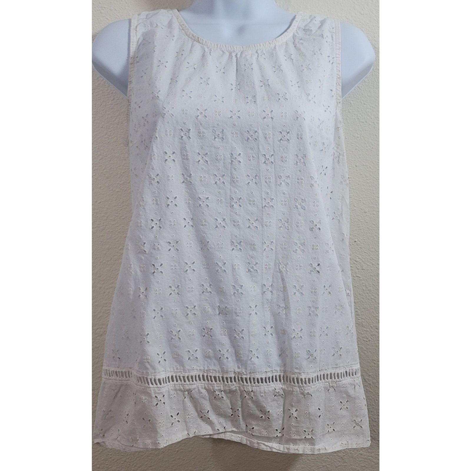 Other Jason Maxwell White Eyelet Tank Top Medium Back Slub Knit Size M / US 6-8 / IT 42-44 - 1 Thumbnail