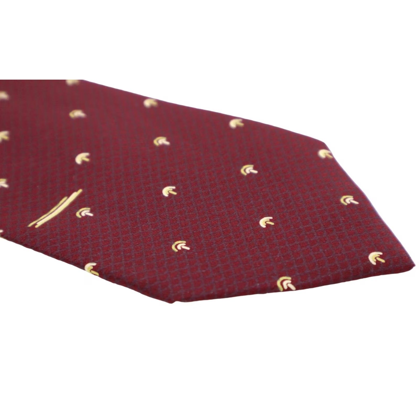 Valentino VALENTINO Tie Men's 139 x 8 CM Tied Burgundy Vintage Patterned Silk Made In Italy Formal Business Burgundy Mens Tie Size ONE SIZE - 5 Thumbnail