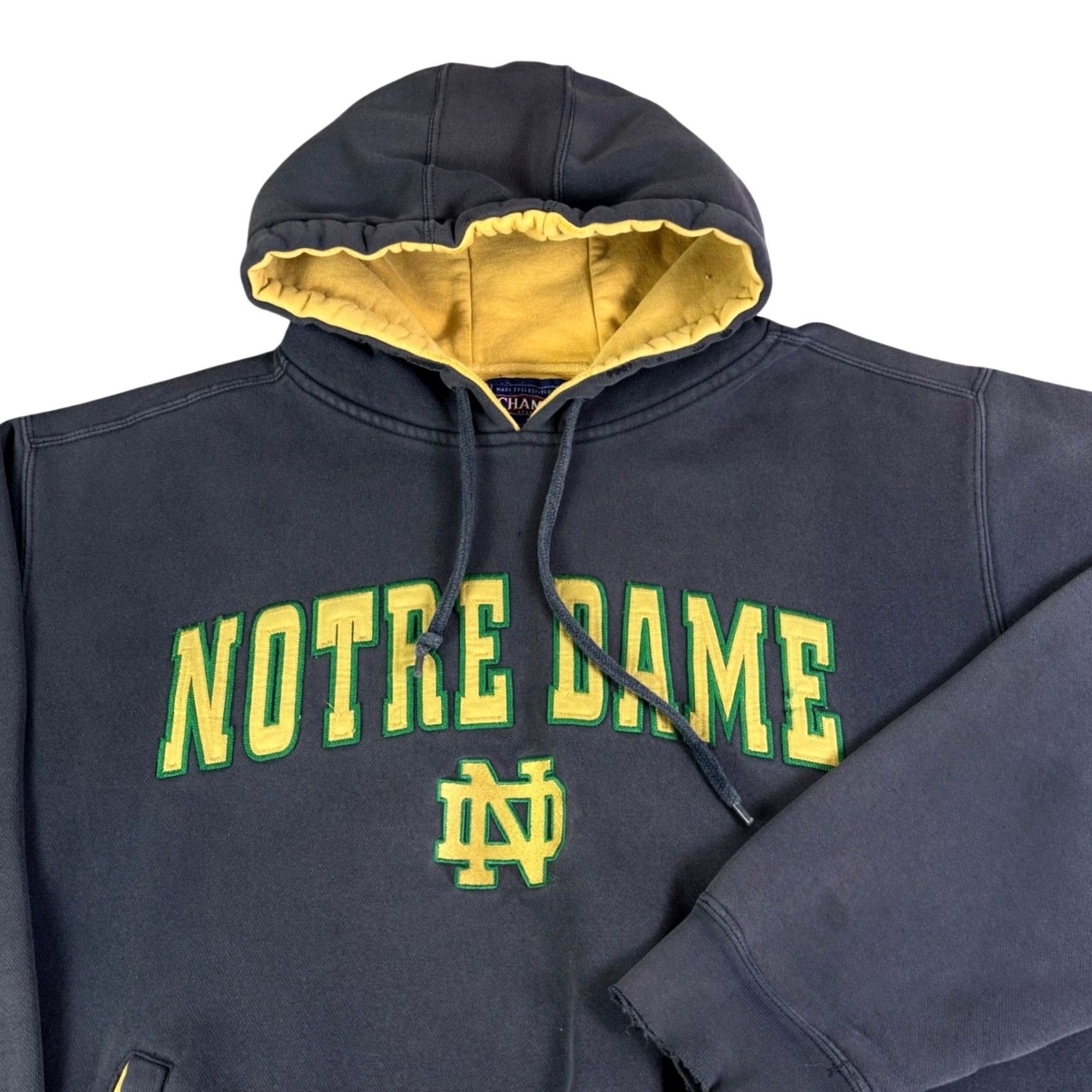 Vintage VINTAGE Champs Notre Dame Fighting Irish Hoodie Navy Blue Yellow XL Distressed Size US XL / EU 56 / 4 - 2 Thumbnail