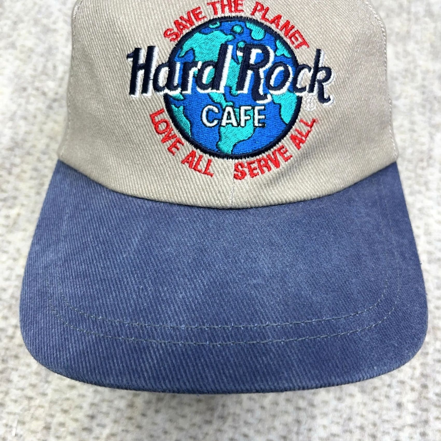 Hard Rock Cafe VINTAGE Hard Rock Cafe Hat Cap Snapback Adult Paris France Blockhead Tan Blue Size ONE SIZE - 4 Thumbnail