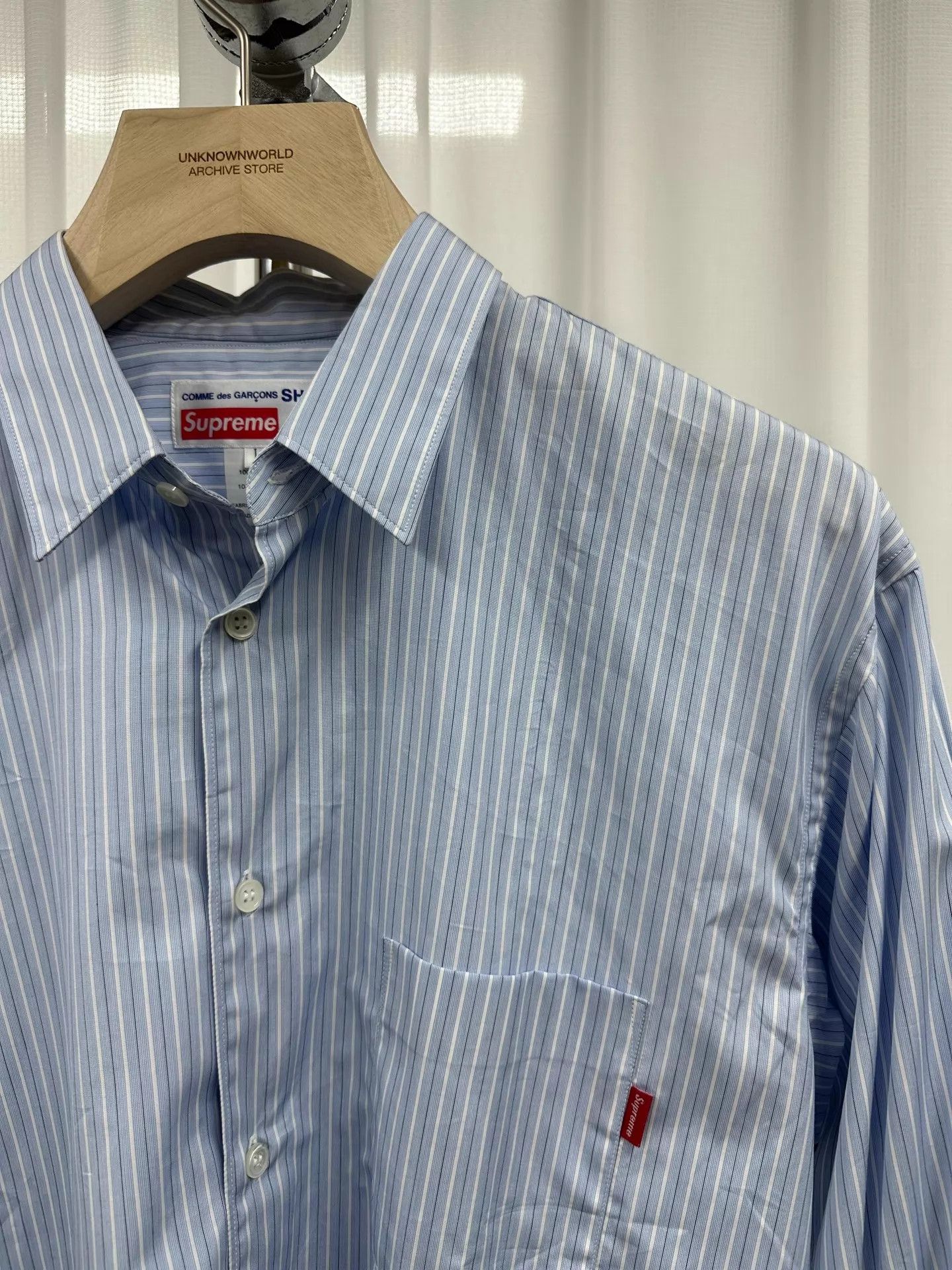 Supreme Supreme x CdG Initial Striped Shirt L (New) Size US L / EU 52-54 / 3 - 3 Thumbnail