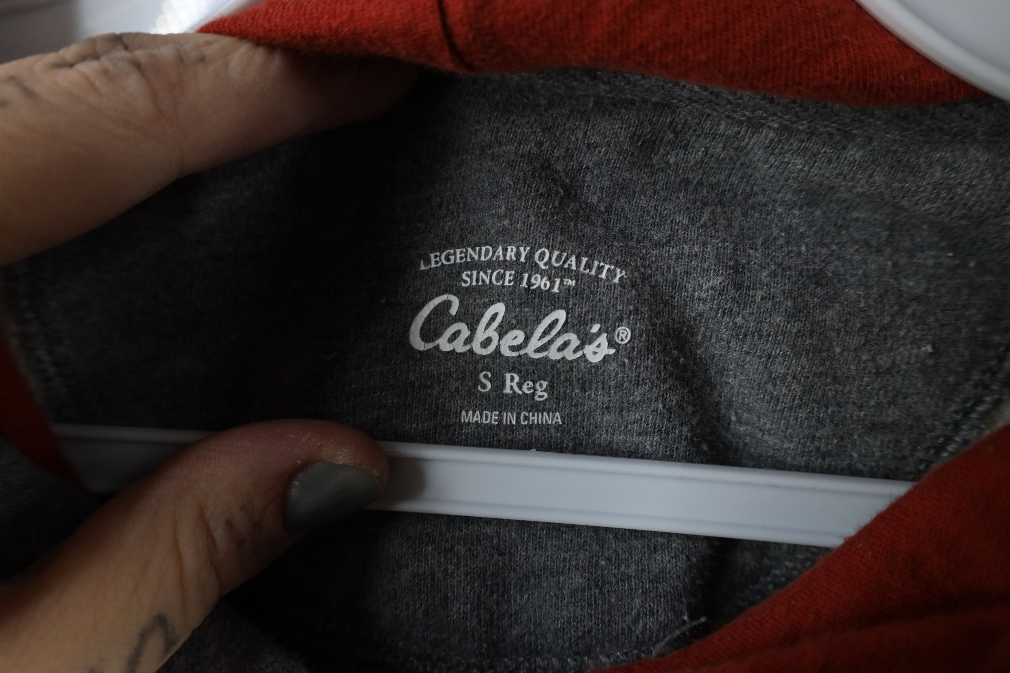 Cabelas × Vintage Vintage Cabelas Spell Out Felt Letter Hoodie Sweatshirt Gray Size US S / EU 44-46 / 1 - 4 Thumbnail