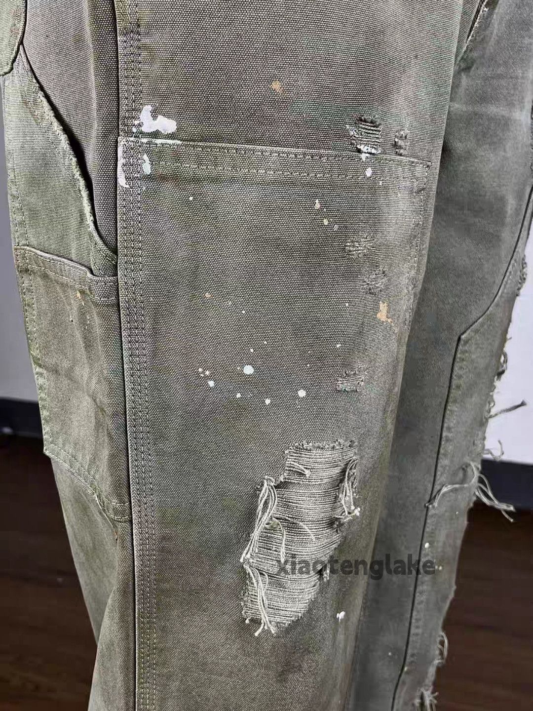 Designer × Japanese Brand × Vintage washed faded carpenter cargo workwear stain jeans Size US 34 / EU 50 - 4 Thumbnail