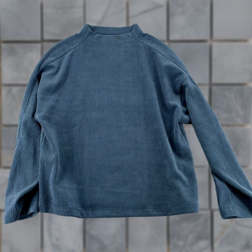 Madewell Madewell Striped Jacquard Funnel Neck Top Womens Large Blue N0517 Size L / US 10 / IT 46 - 1 Thumbnail