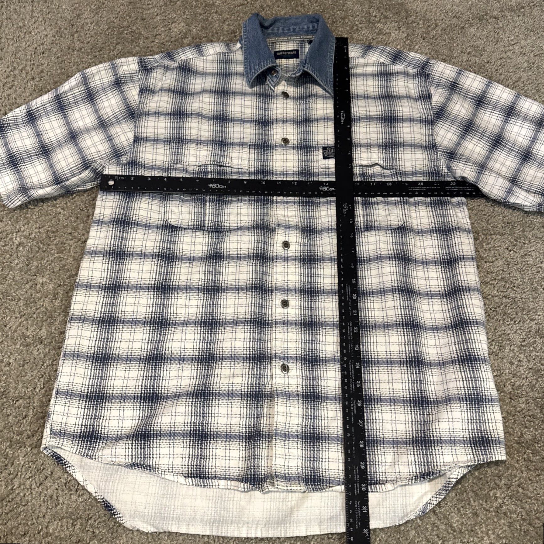 Guess VINTAGE Guess Shirt Denim 90s Plaid Collared Long Sleeve Large Blue Mens Size US L / EU 52-54 / 3 - 7 Thumbnail