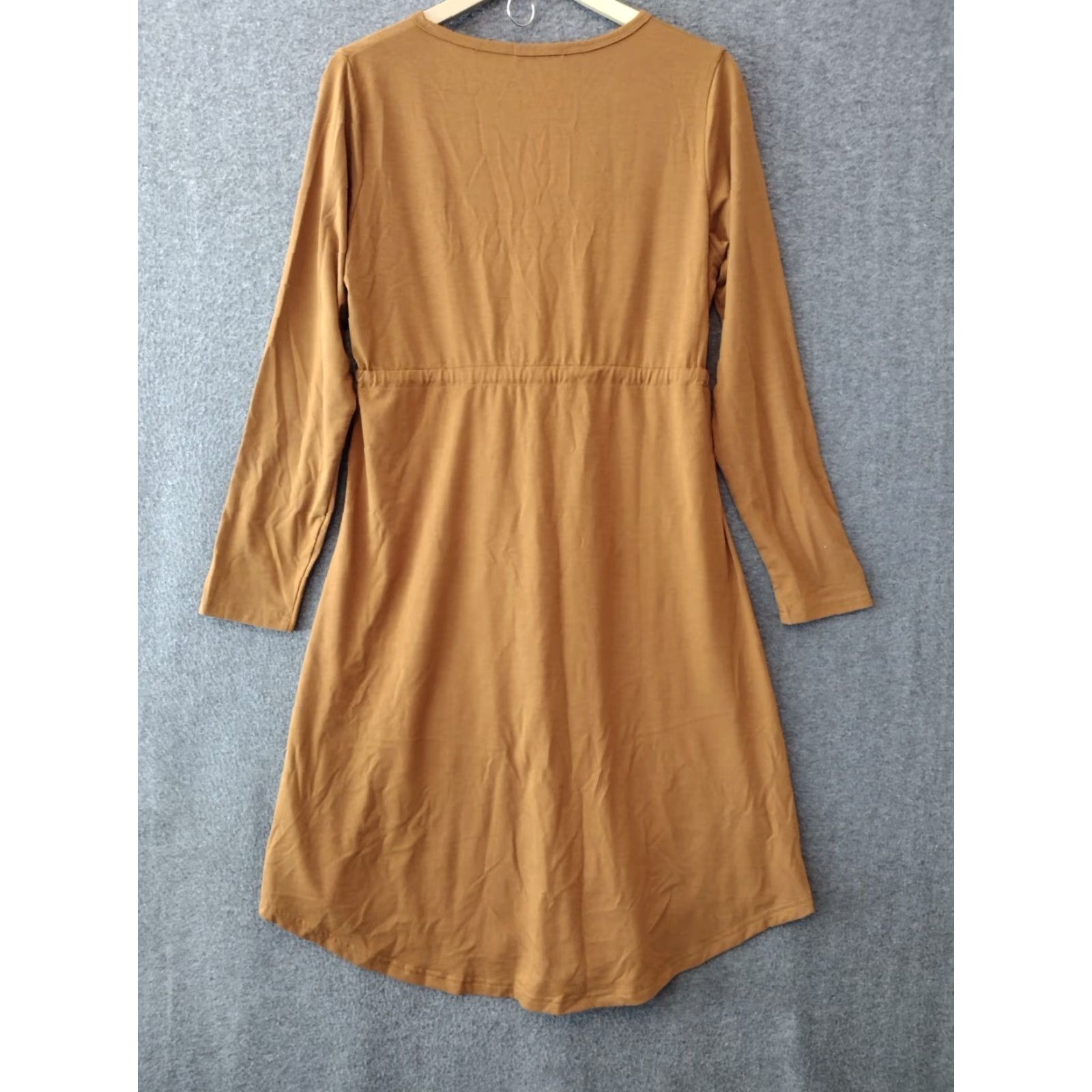 Vintage Kojooin V-Neck Midi Dress L Women's Orange High Waist Long Sleeve Button Dress Size L / US 10 / IT 46 - 2 Thumbnail