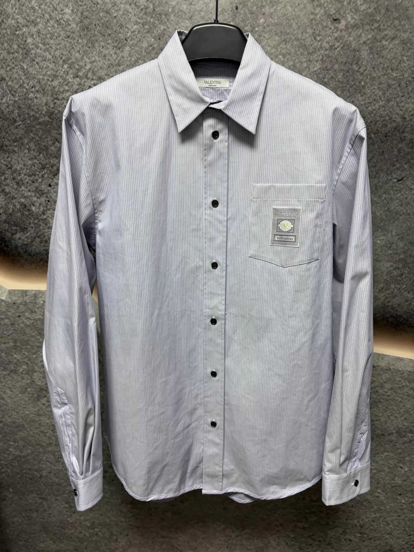 Valentino Blue Striped Long Sleeve Button-Up Shirt Size US M / EU 48-50 / 2 - 1 Thumbnail