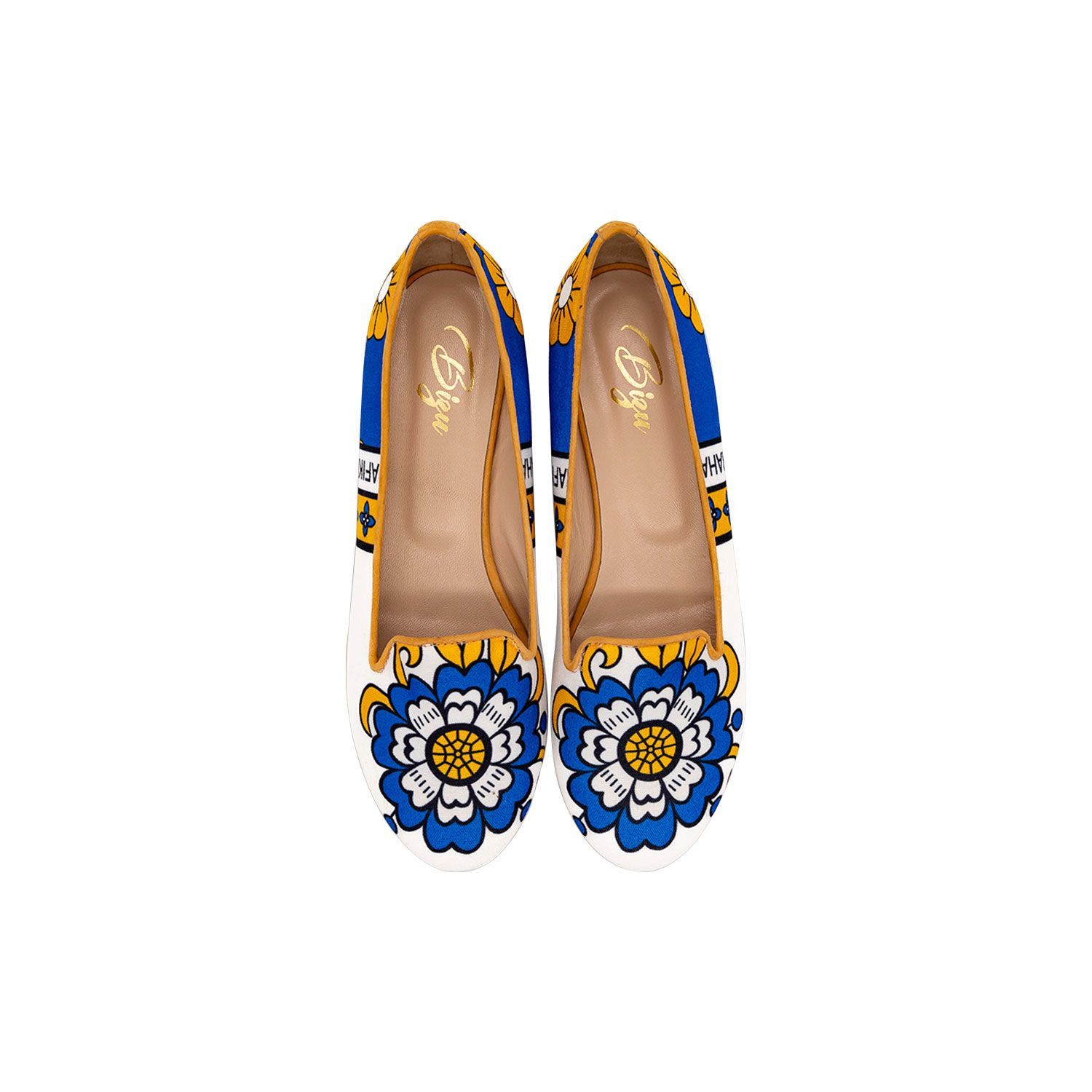 BIZU Chic Ballet Flats, Loafers - White & Blue, Neema Size US 8.5 / IT 38.5 - 1 Thumbnail
