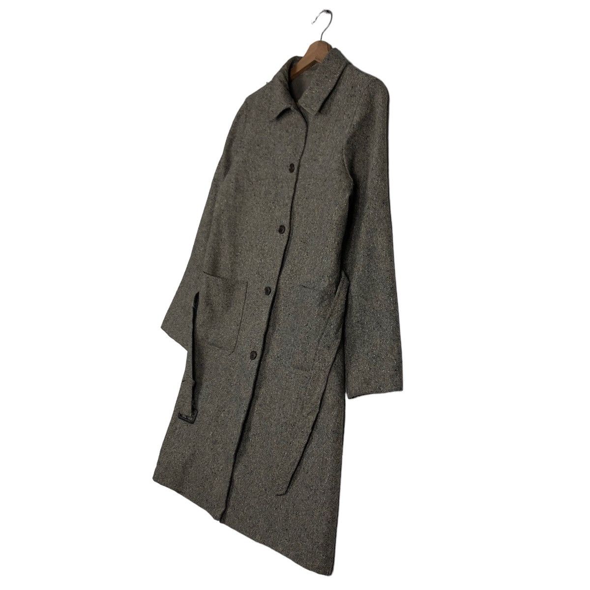 Margaret Howell 🔥Rich Grey - Long Coats Fly Jackets Wool Herringbone Belted Size US M / EU 48-50 / 2 - 2 Thumbnail