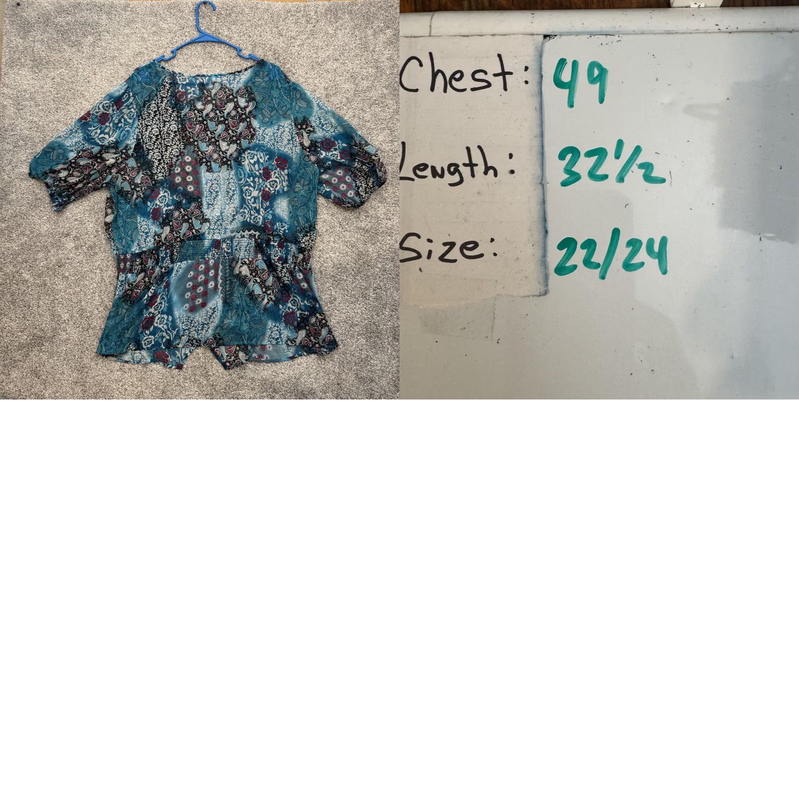 Vintage Fashion Bug Blouse 22/24 Plus Blue Floral Paisley Boho Button Shirt Top Womens Size 3XL / US 20-22 - 8 Thumbnail