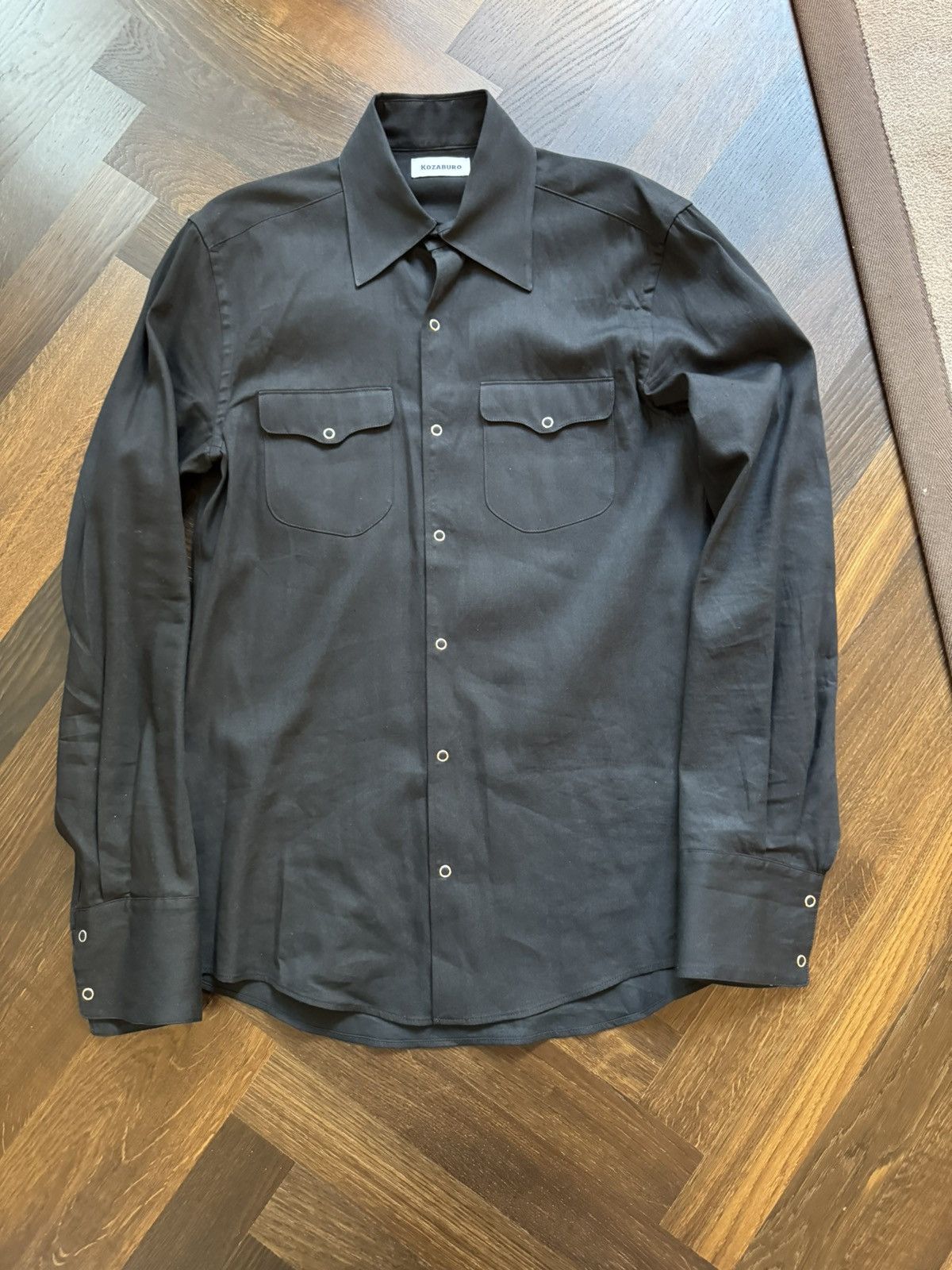 image of Kozaburo Slim Fit Western Shirt in Black, Men's (Size Large)