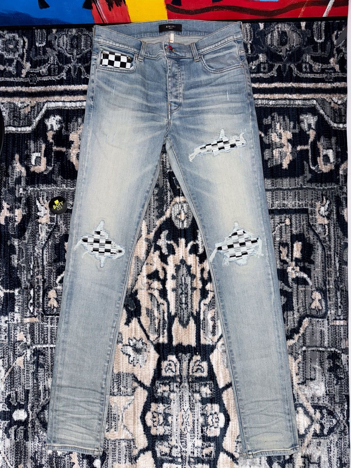 Amiri Amiri checkered patch mx1 jeans Size US 32 / EU 48 - 1 Thumbnail